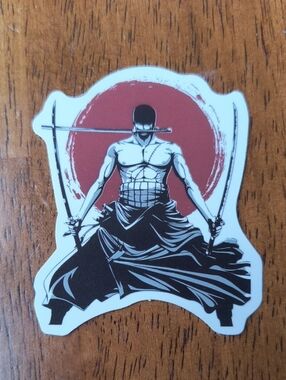 Onepiece Samurai Sticker in White, Black, Red One piece Zoro Luffy
